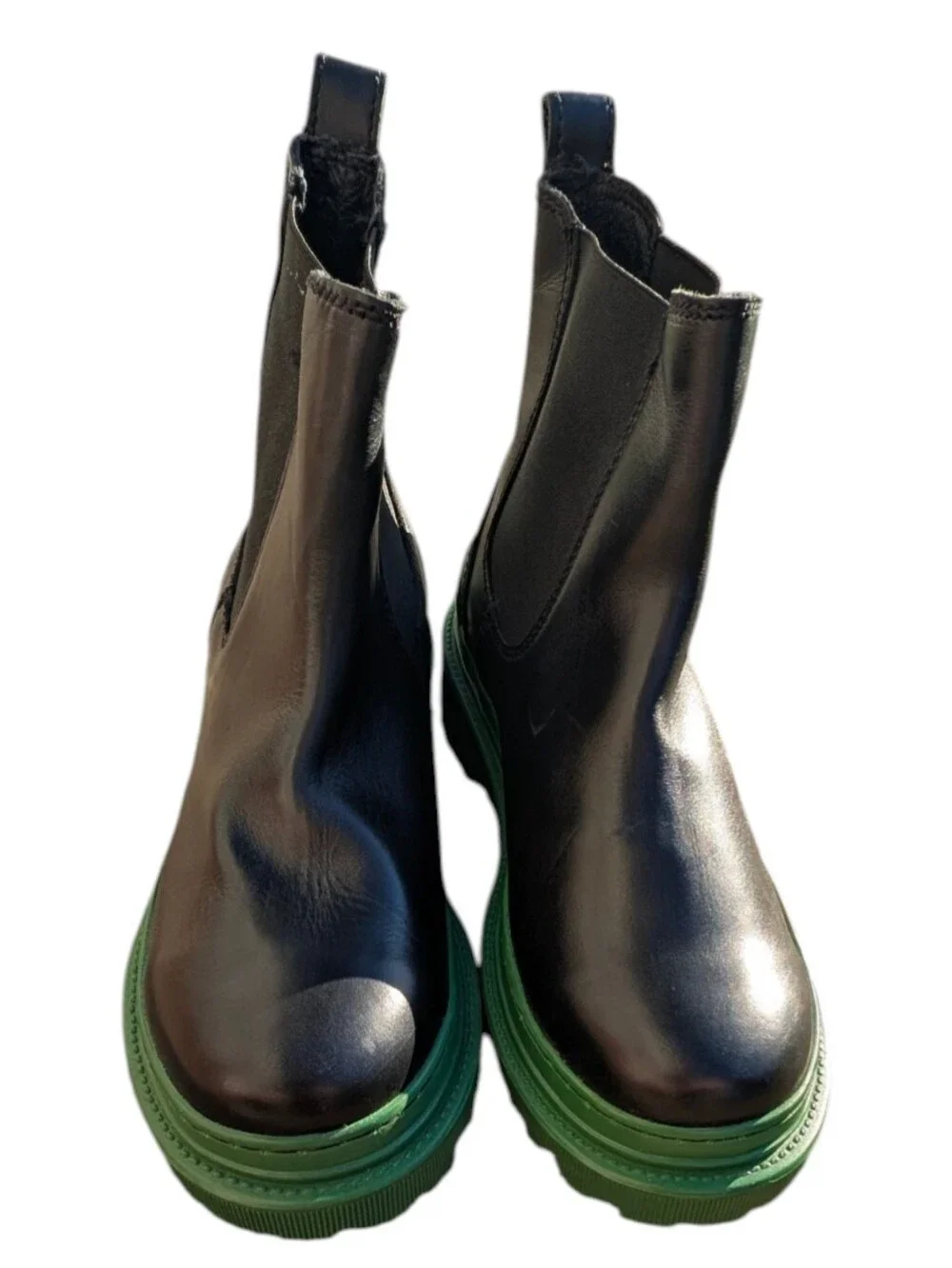 Steve Madden Men's Black Chelsea Boots with Green Lug Sole Sz 9 Grunge